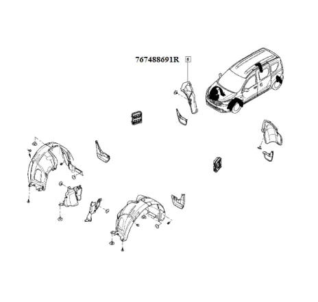 Carenaj roata spate dreapta Dacia Dokker Renault 767488691r