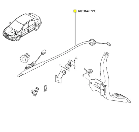 Cablu acceleratie Dacia Logan 1.6 16v Renault 6001548721