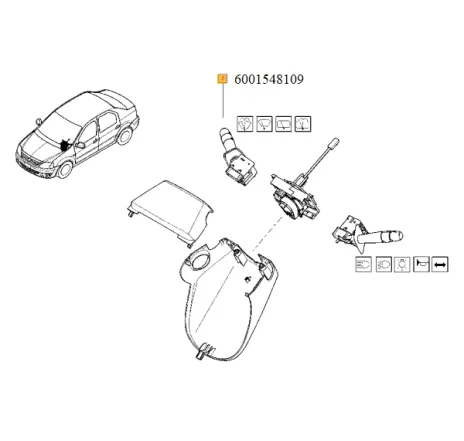 Maneta actionare stergatoare Dacia Logan/Dacia Sandero ii Renault 6001548109