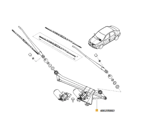 Ansamblu stergator parbriz cu motoras Renault 8200619512