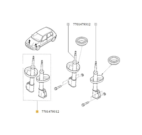 Set 2 amortizoare suspensie Renault 7701479312