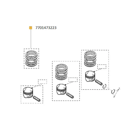 Set segmenti-k7j-k7m piston Renault 7701473223