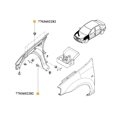 Surub prindere aripa Renault 7703602282