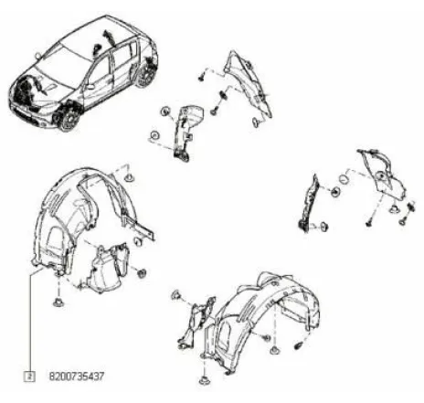 Carenaj roata fata dreapta Dacia Sandero Renault 8200735437