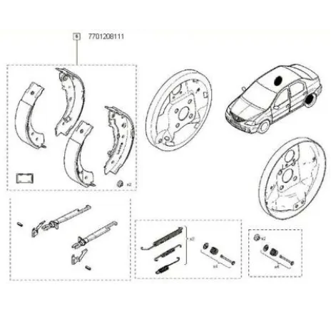 Set saboti frana Dacia Logan sistem franare trw d: 203mm Renault 7701208111