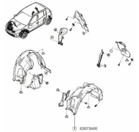 Carenaj roata fata stanga Dacia Sandero Renault 8200735438