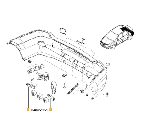 Armatura bara spate Dacia Logan facelift Renault 8200651353