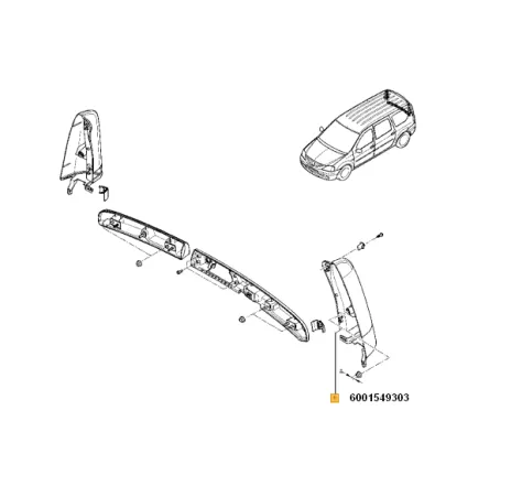 Ornament stalp spate stanga Dacia Logan mcv Renault 6001549303